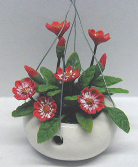 Dollhouse Miniature Red Flowers-Hanging